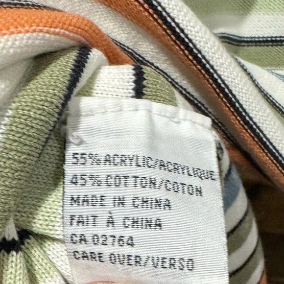 Vintage Vuarnet France orange white blue stripe sweater USM warm layering rare - Picture 4 of 4